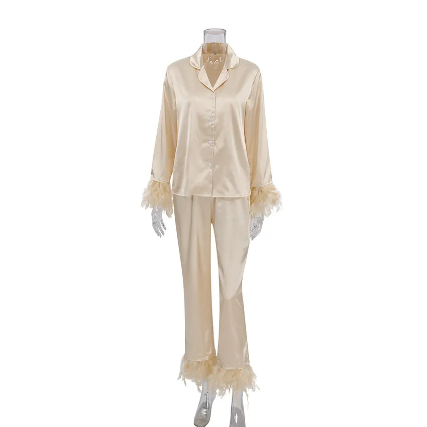 Thin Satin Ice Silk Pajamas Suit