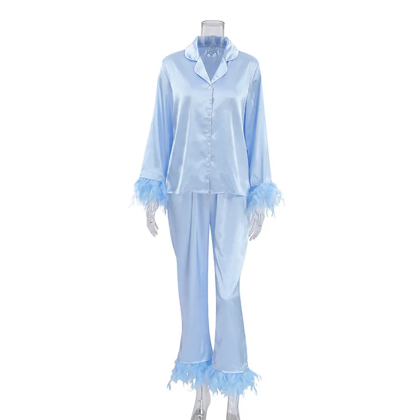 Thin Satin Ice Silk Pajamas Suit