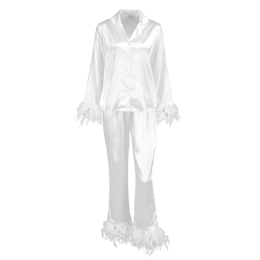 Thin Satin Ice Silk Pajamas Suit