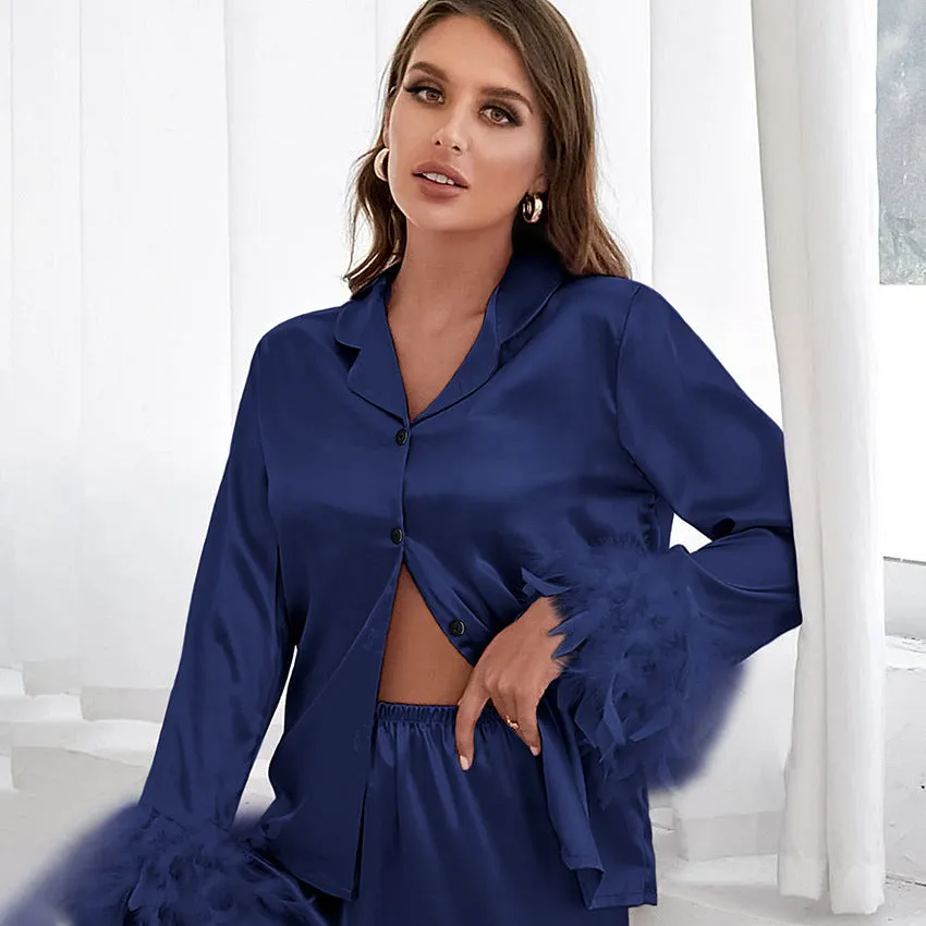 Thin Satin Ice Silk Pajamas Suit