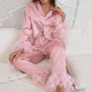 Thin Satin Ice Silk Pajamas Suit
