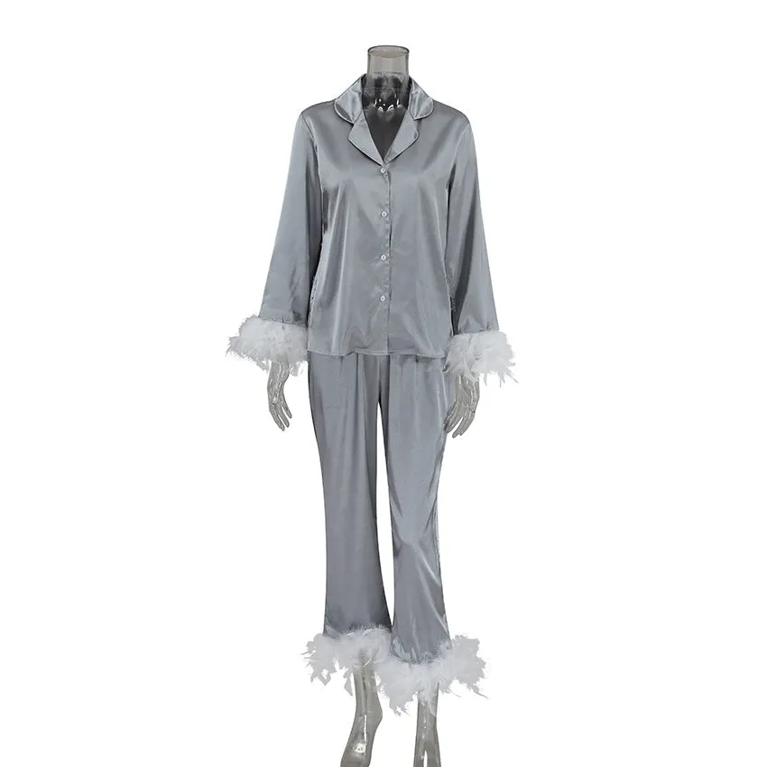 Thin Satin Ice Silk Pajamas Suit