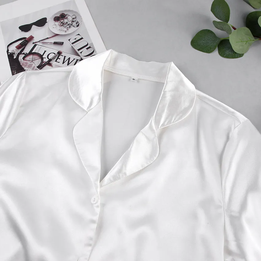 Thin Satin Ice Silk Pajamas Suit
