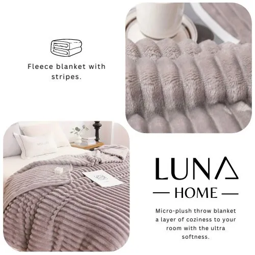 Throw Striped Blanket Super Soft, Light Gray Color.