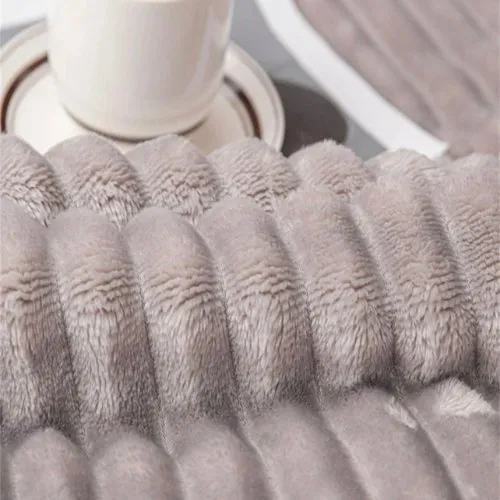 Throw Striped Blanket Super Soft, Light Gray Color.
