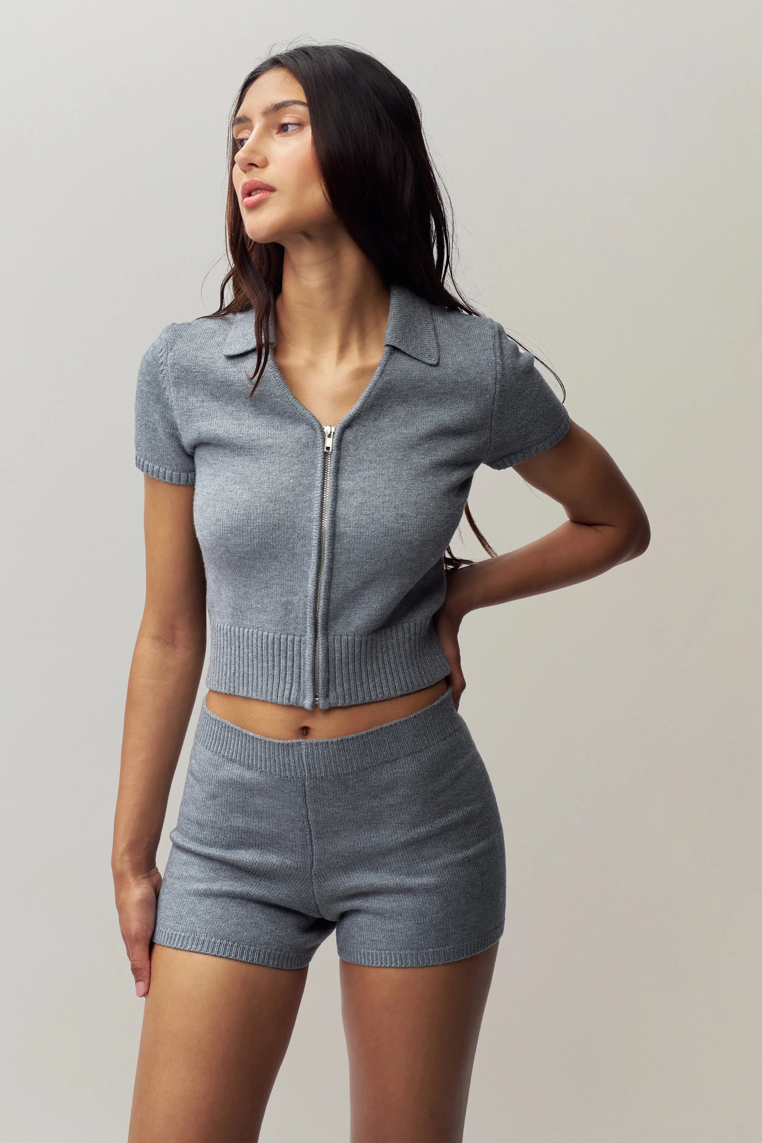 Calesia Zip Up Top Interlock Stitching