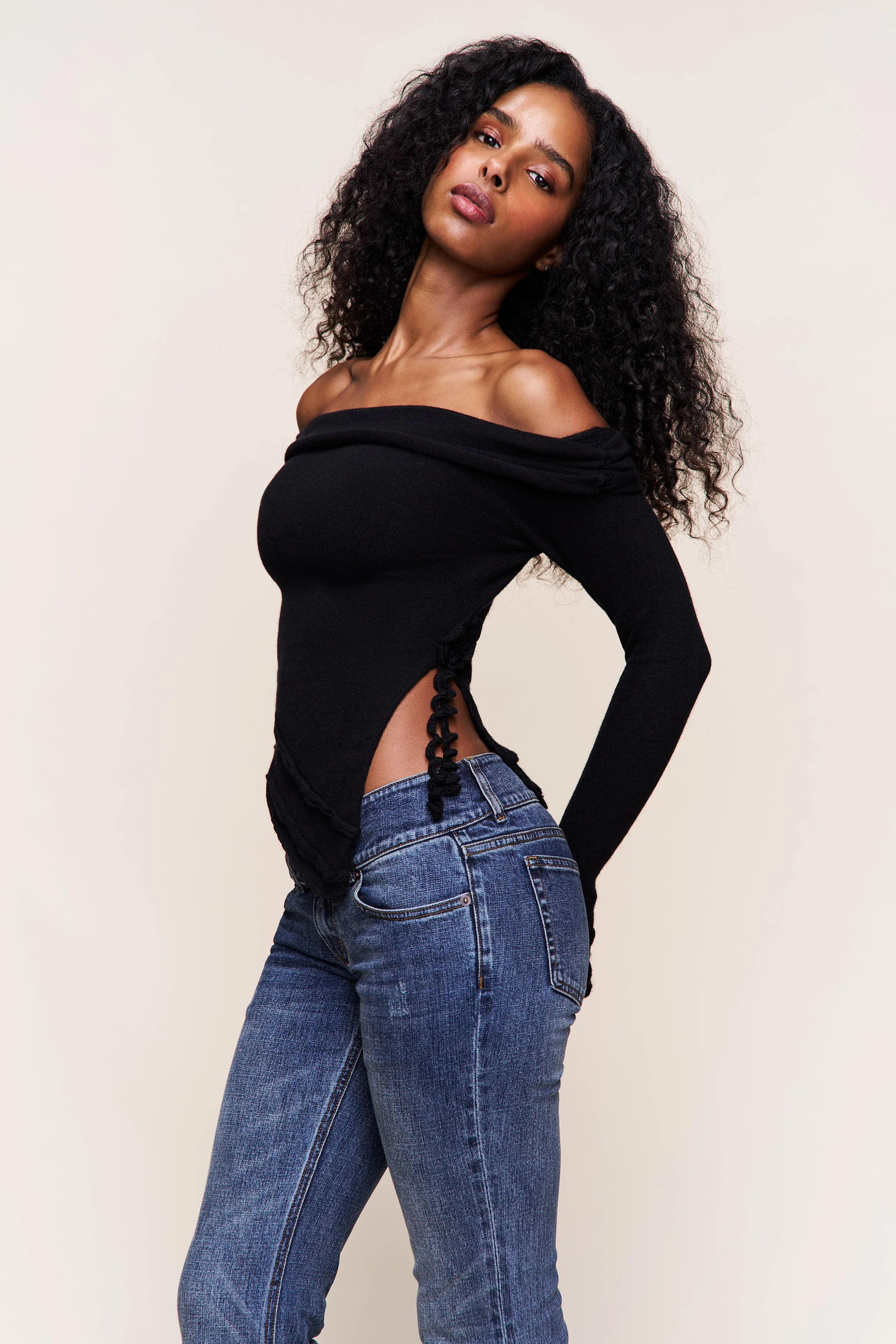 Soler Fold Over Knit Top Elasticized Waistband
