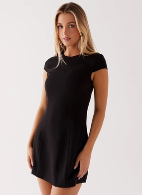 Tia Mini Dress - Black Elegant Texture