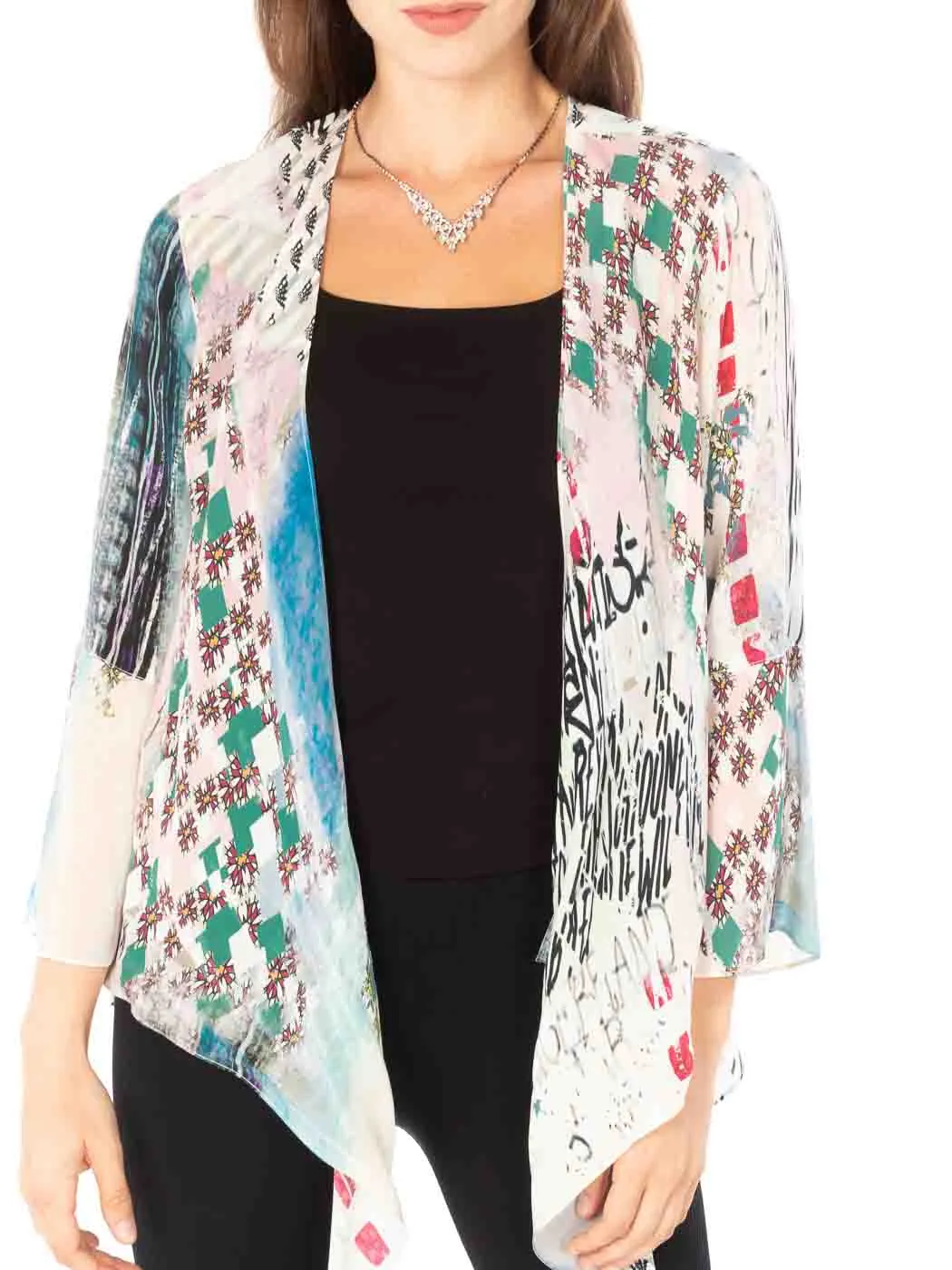 Tianello "Ajere" Print  Washable Silk "Yuriko" Kimono