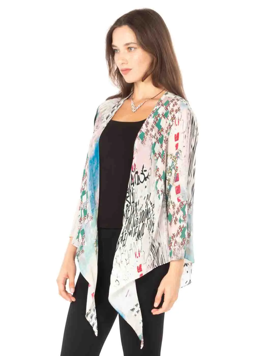 Tianello "Ajere" Print  Washable Silk "Yuriko" Kimono