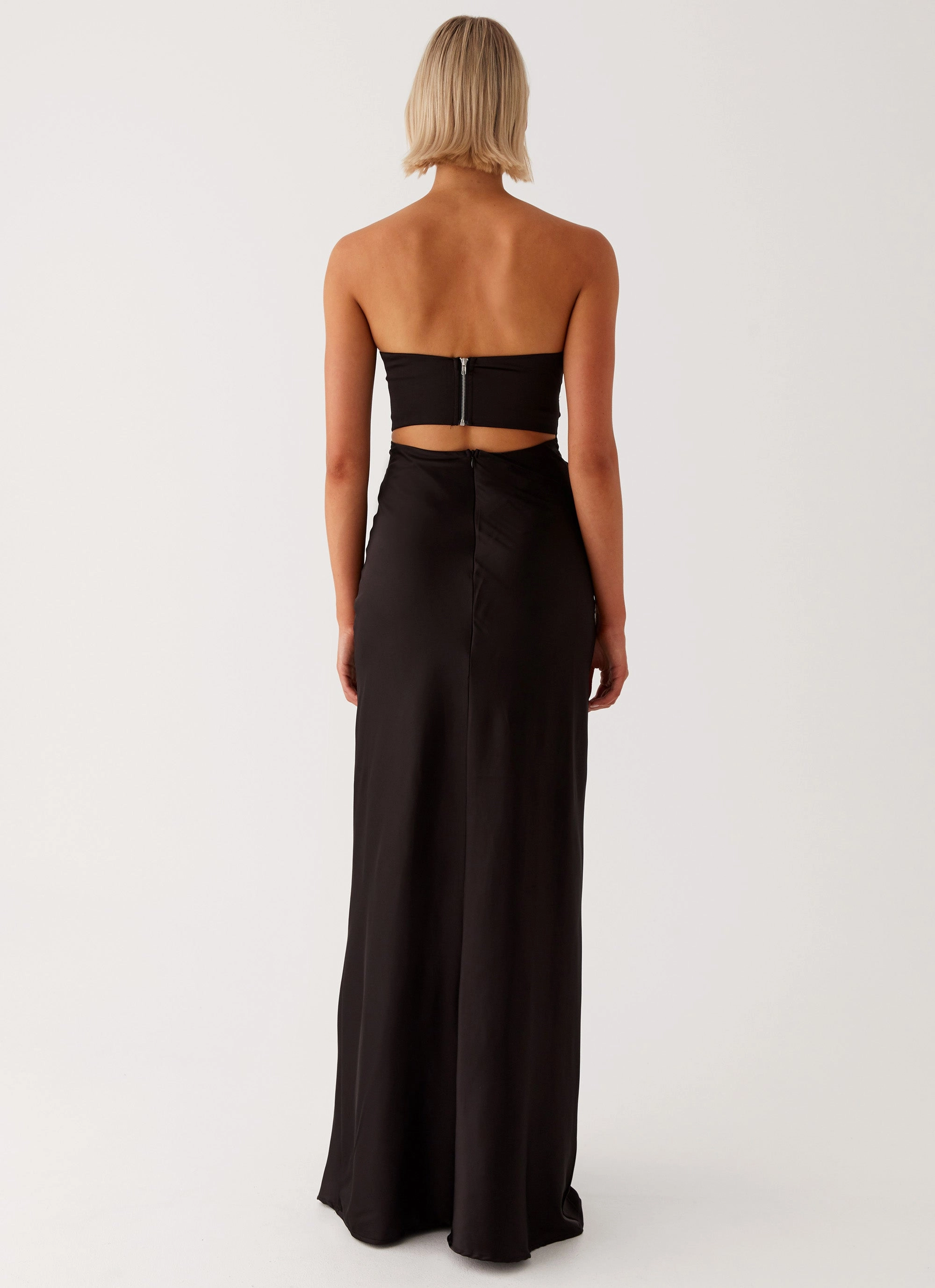 Silky Shine Tianna Strapless Maxi Dress - Black
