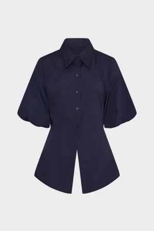 Tie Back Poplin Button Down Shirt LowProfile Zipper Quick Dry Tech