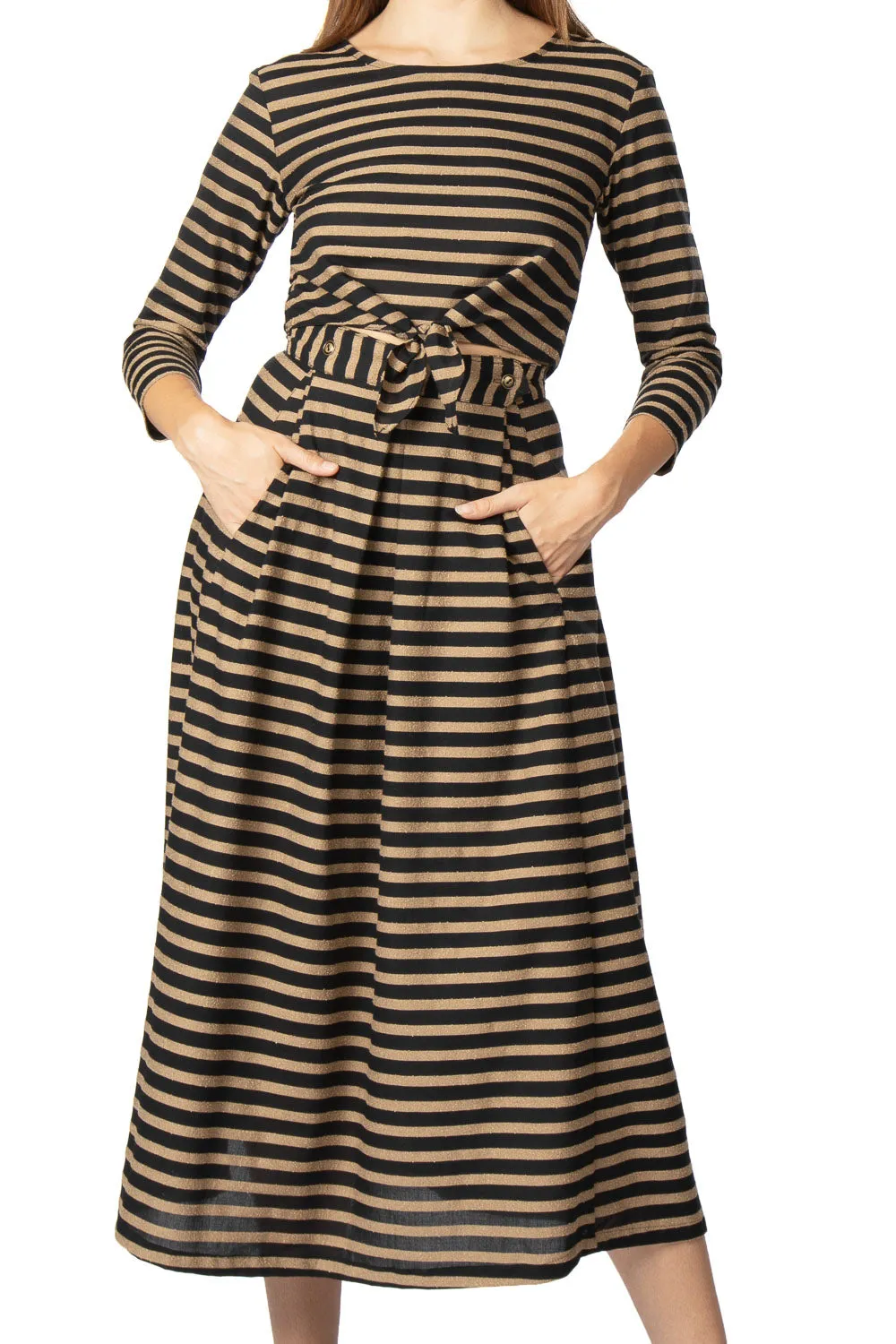 Moisture Wicking Material Tie Top in Black Stripe