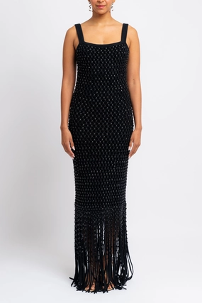 Crystal Mesh Gala Fringe Gown - Black Anniversary-Event