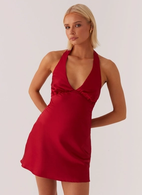 Texture Focus Fresh Style Heavy Hearted Mini Dress - Red