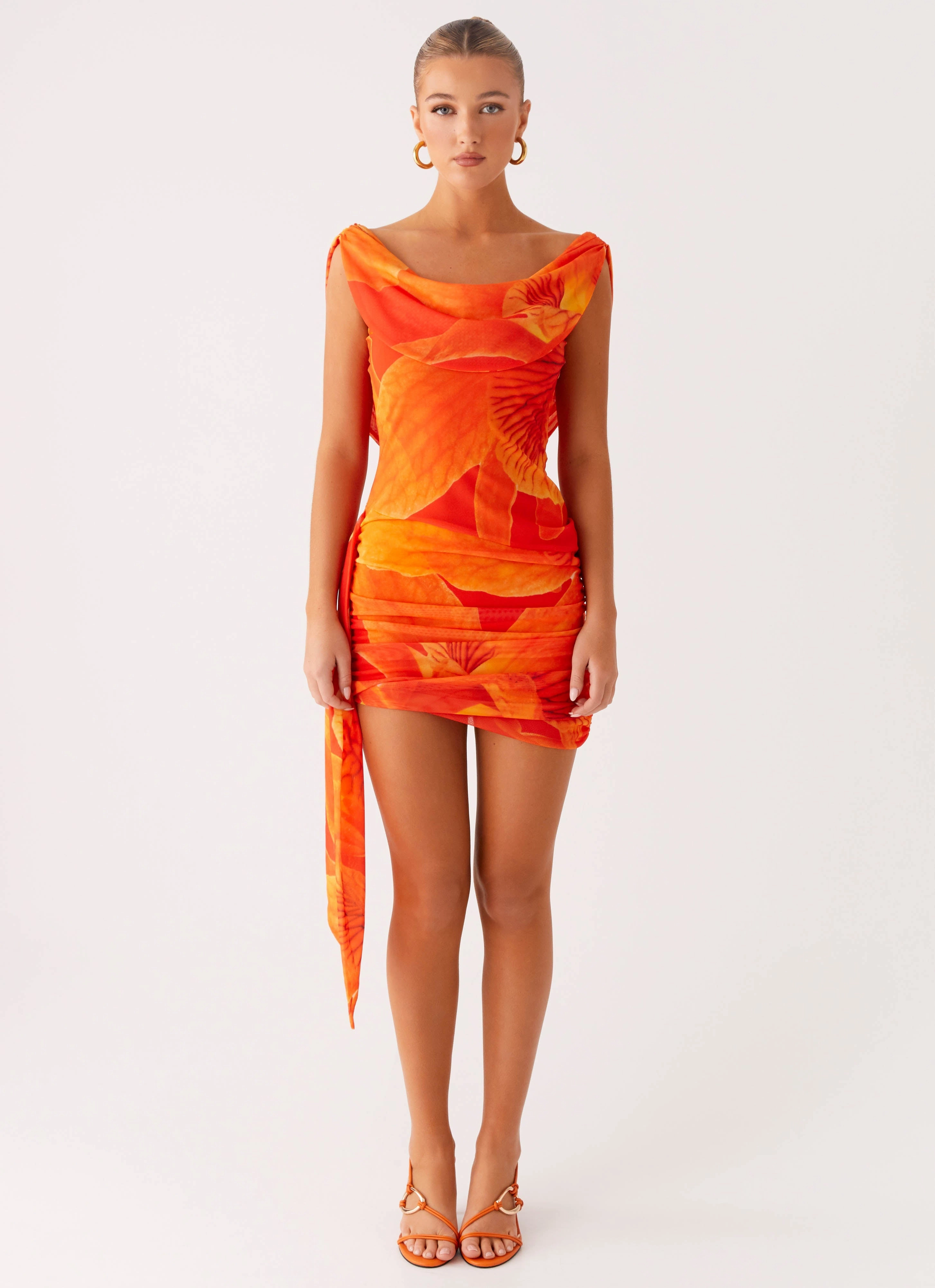 Sleek Comfort flared silhouette Good Fortune Mini Dress - Serene Orange