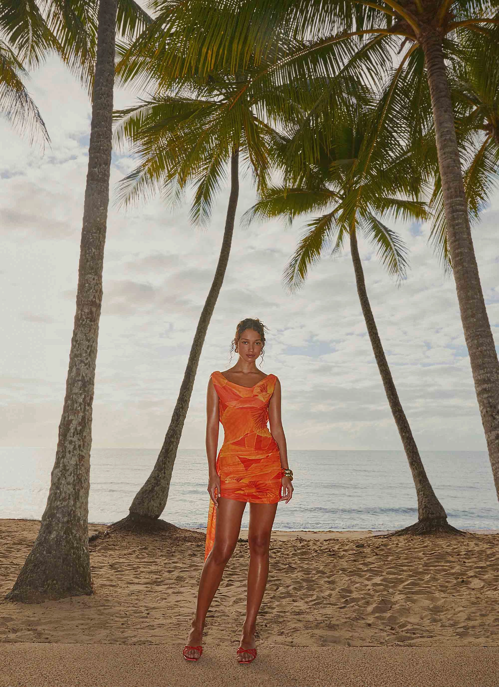 Good Fortune Mini Dress - Serene Orange Trendy Mood Soft Combo