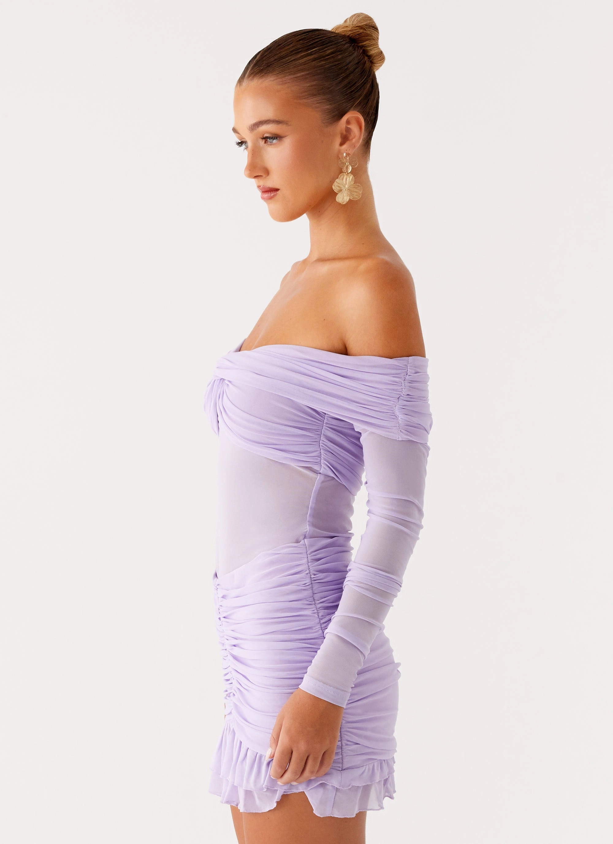 Weekend Ready Tiff Long Sleeve Mini Dress - Lilac