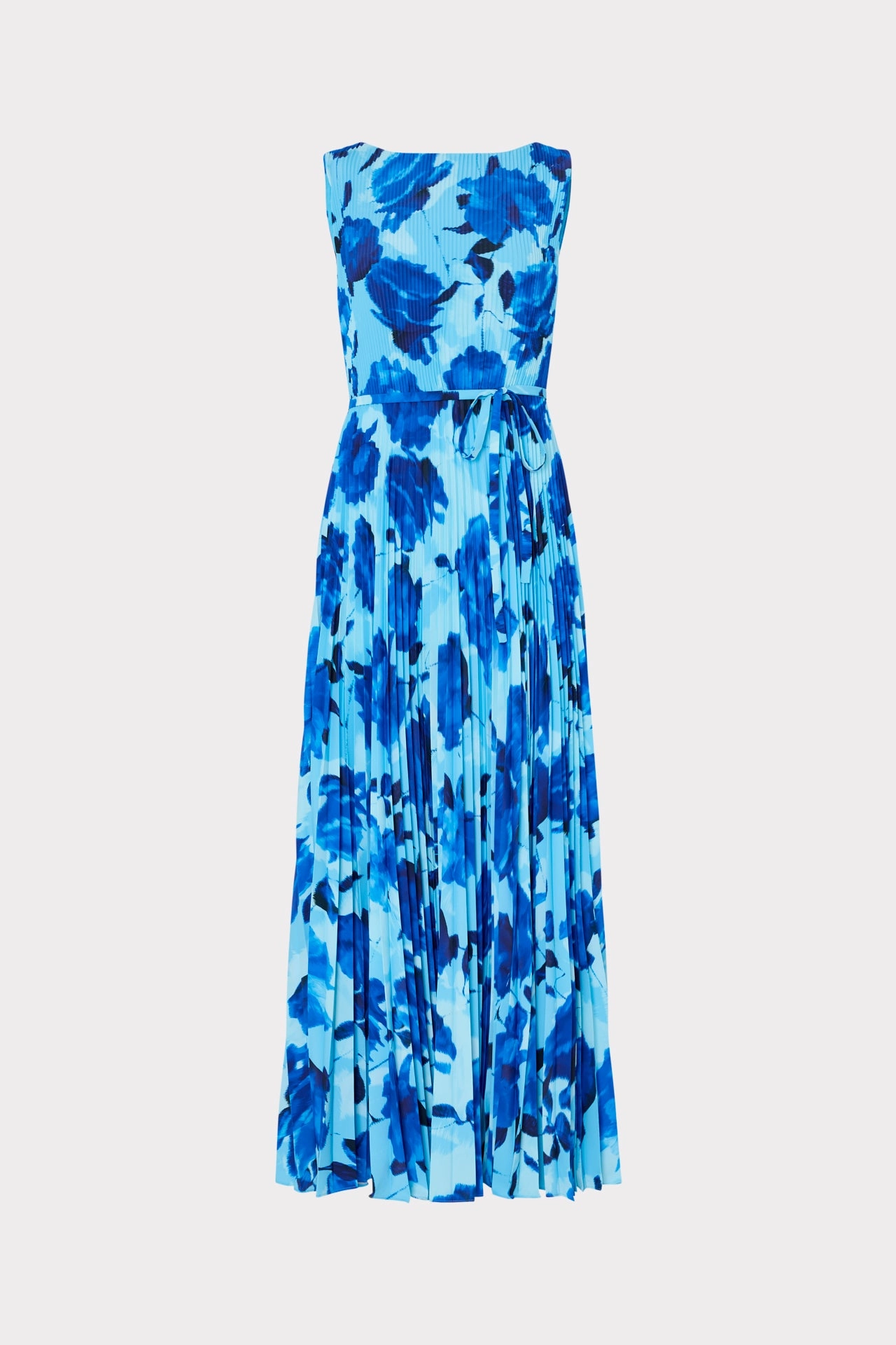 Flare Swing Jasmine Blurred Blossom Pleated Maxi Dress