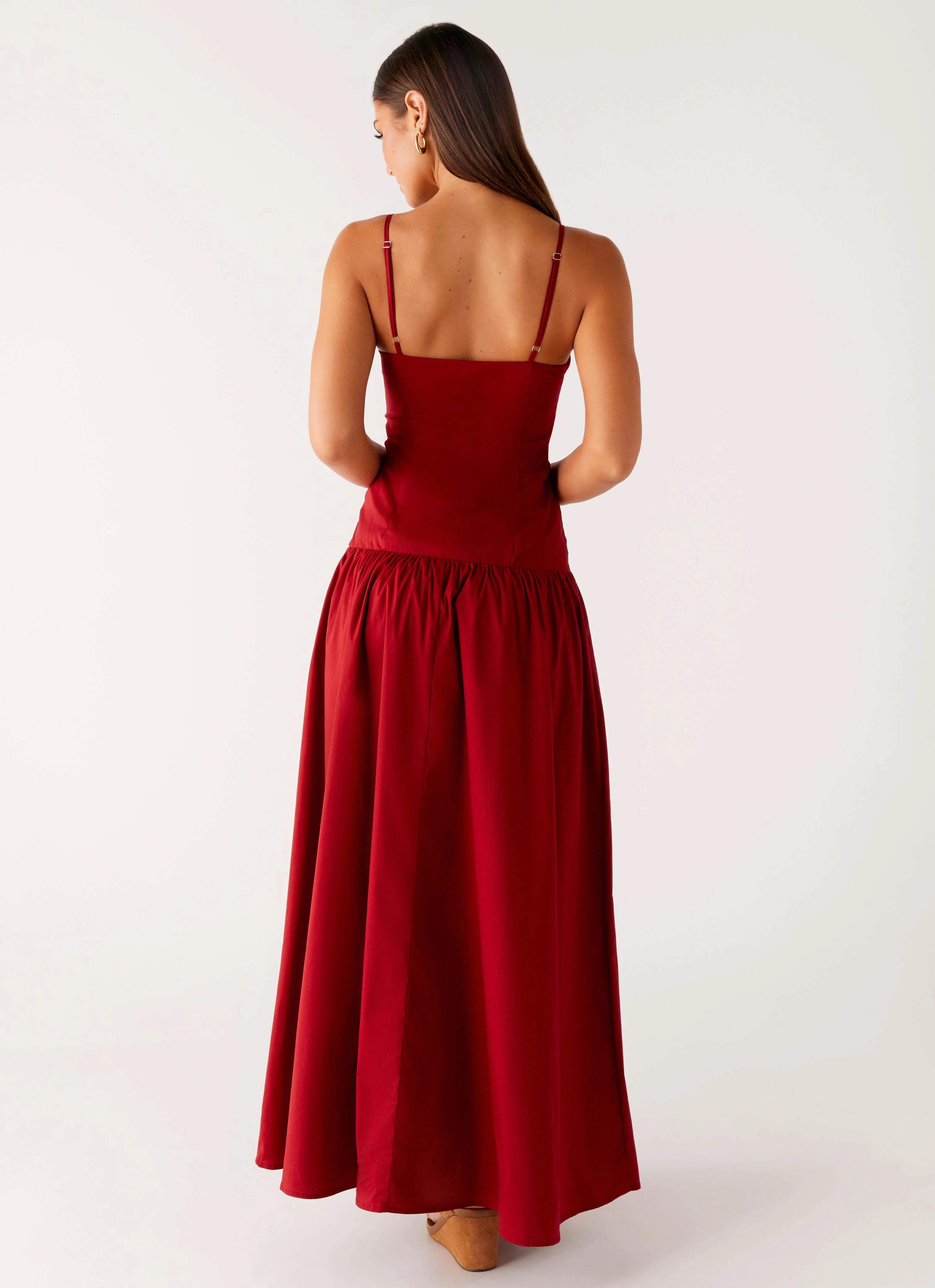 Embroidered Fabric Vince Cami Maxi Dress - Deep Red