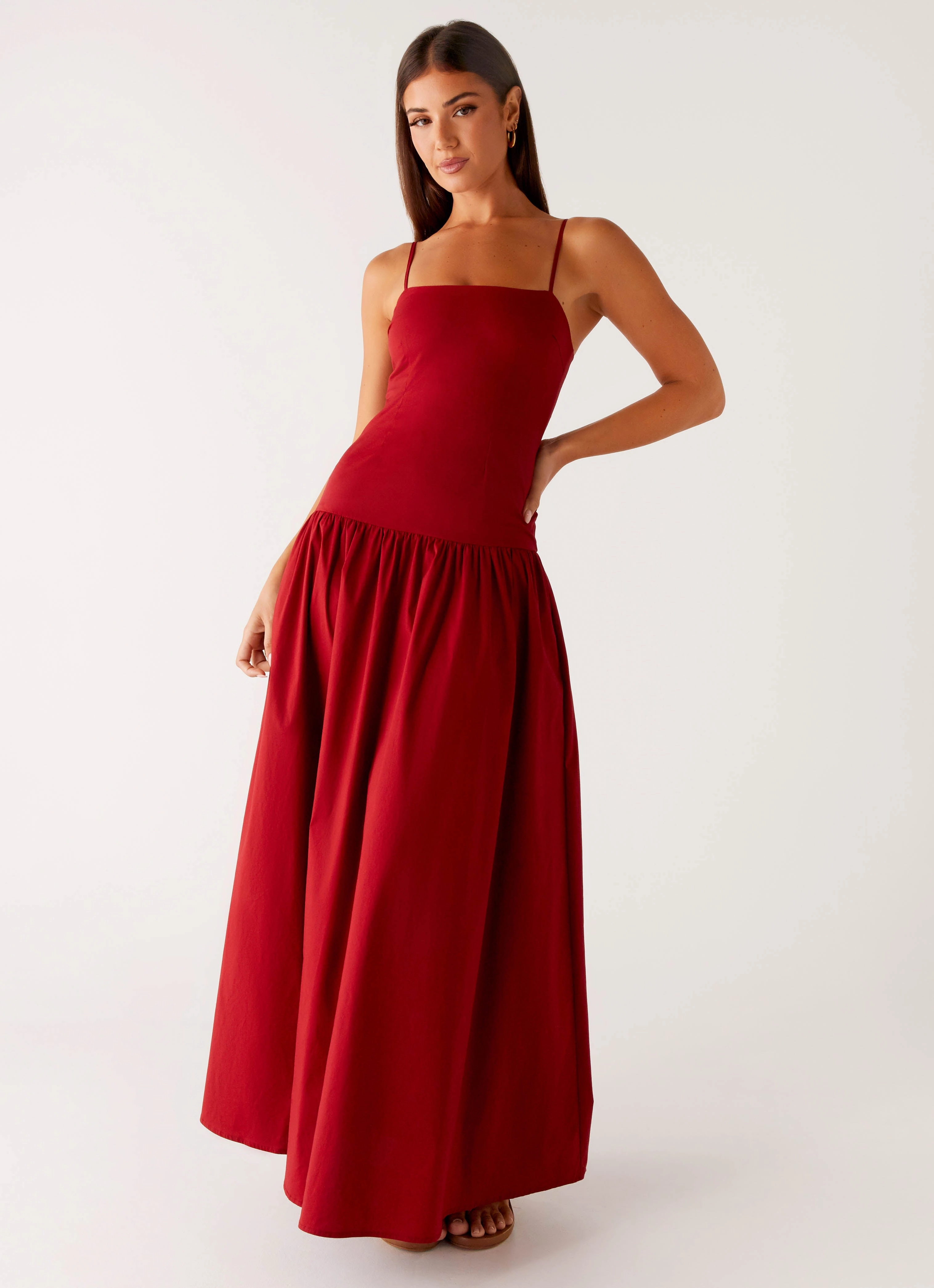 Light Weave Skin Tone Vince Cami Maxi Dress - Deep Red