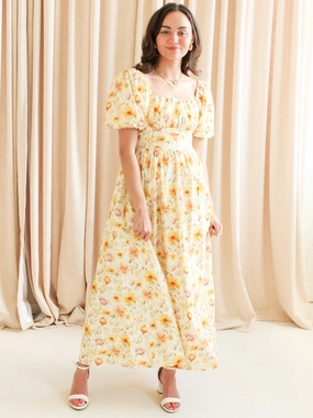 Bamford Puff Sleeve Dress Vibrant Spirit