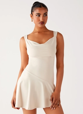 Dune Whisper Mini Dress - Ivory Elegant Layers Easy-Storage