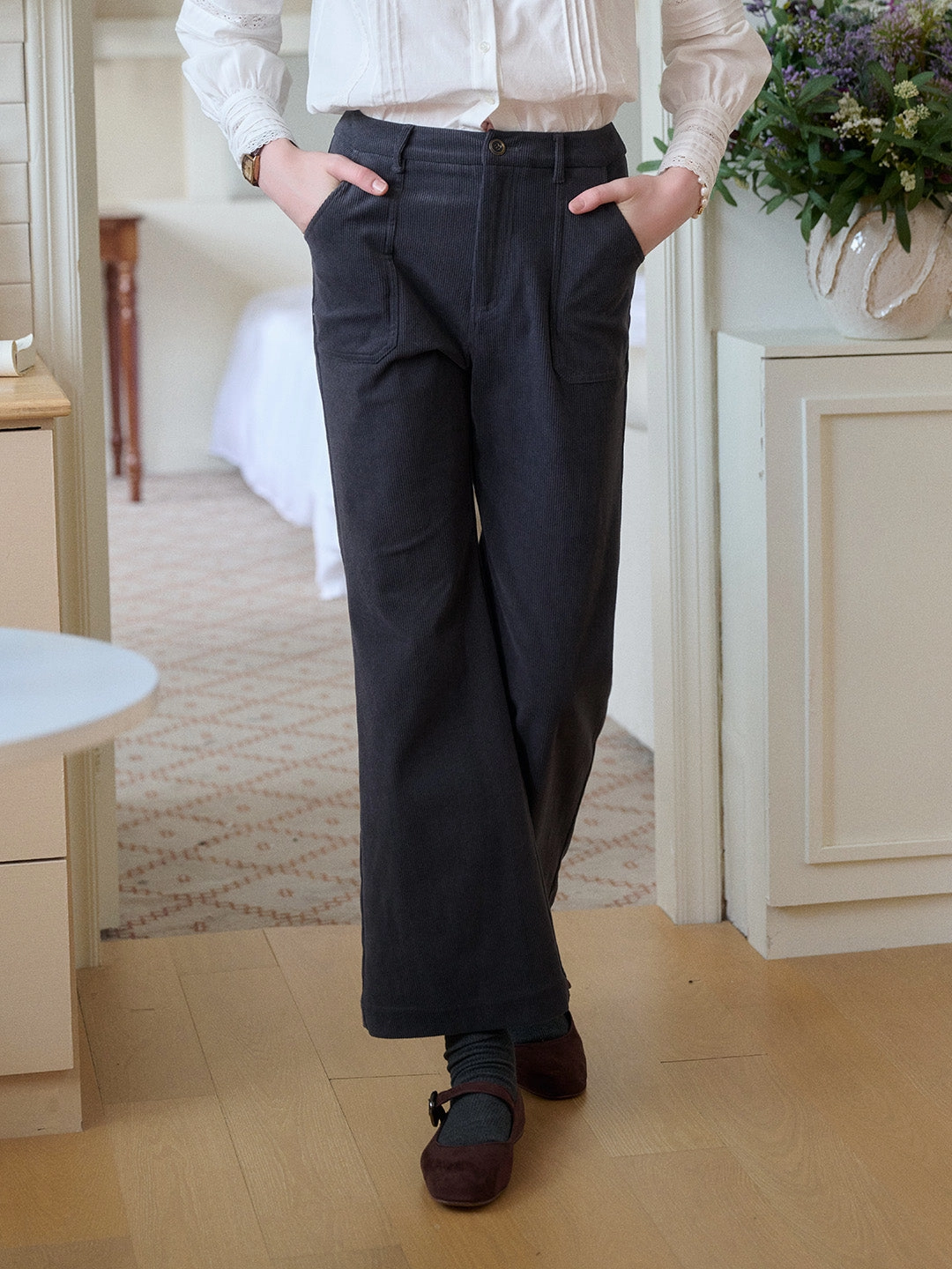 Lexi Corduroy Straight Trousers Core Look