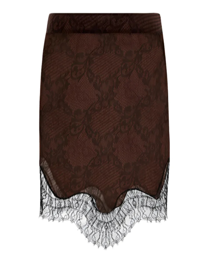 Tom Ford Womens Ramage Tatto Lace Evening Skirt In Brown