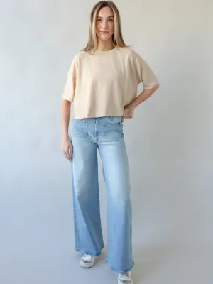 Flexible Waistband Adaptation Colby Linen Tee - Sand