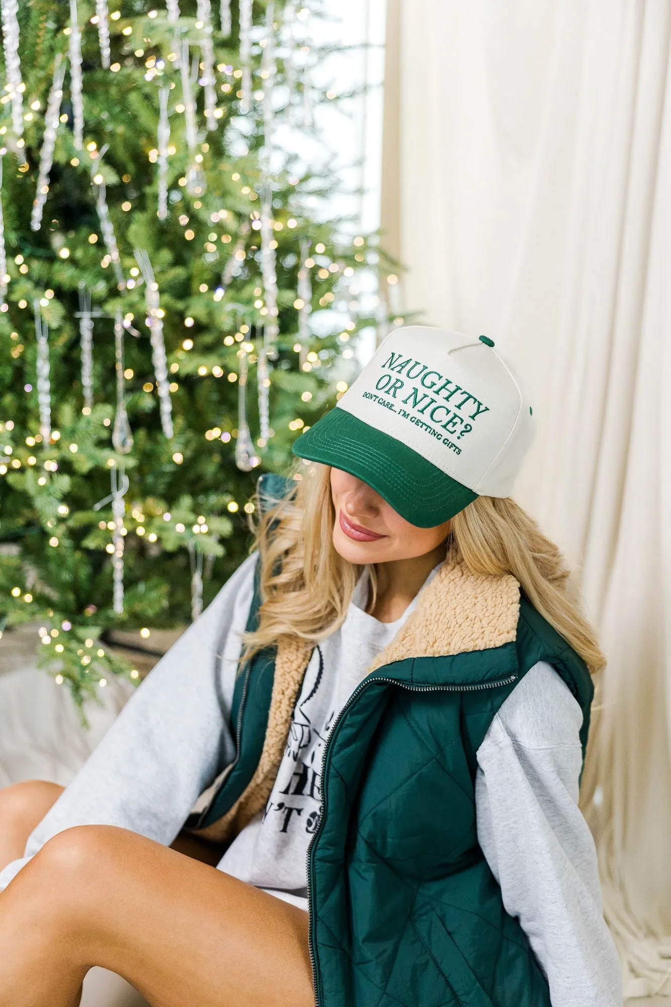 Naughty or Nice Trucker Hat Casual Blouse Quick Dry Feature
