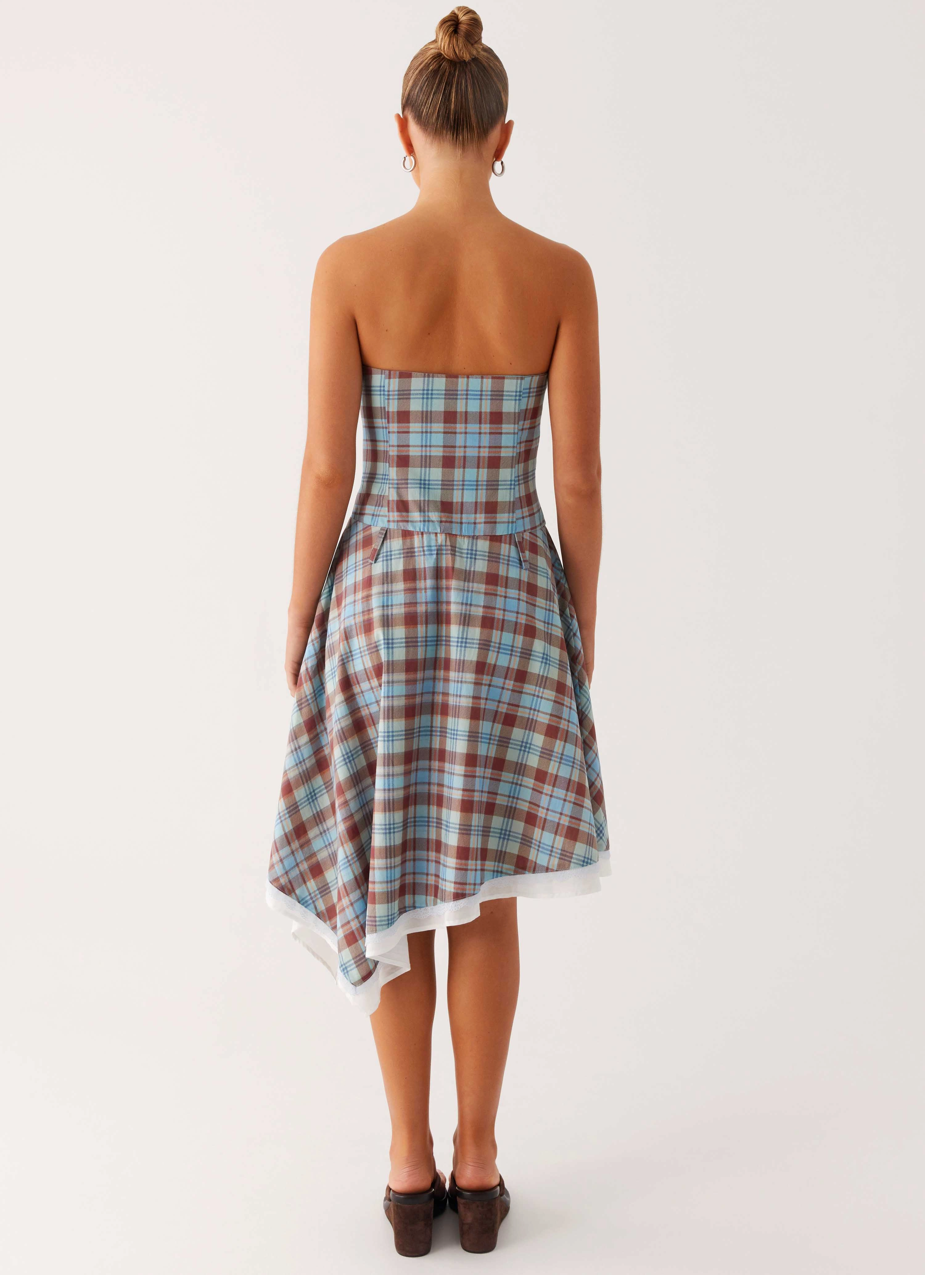 Eco Friendly Tonie Strapless Midi Dress - Shoreline Check
