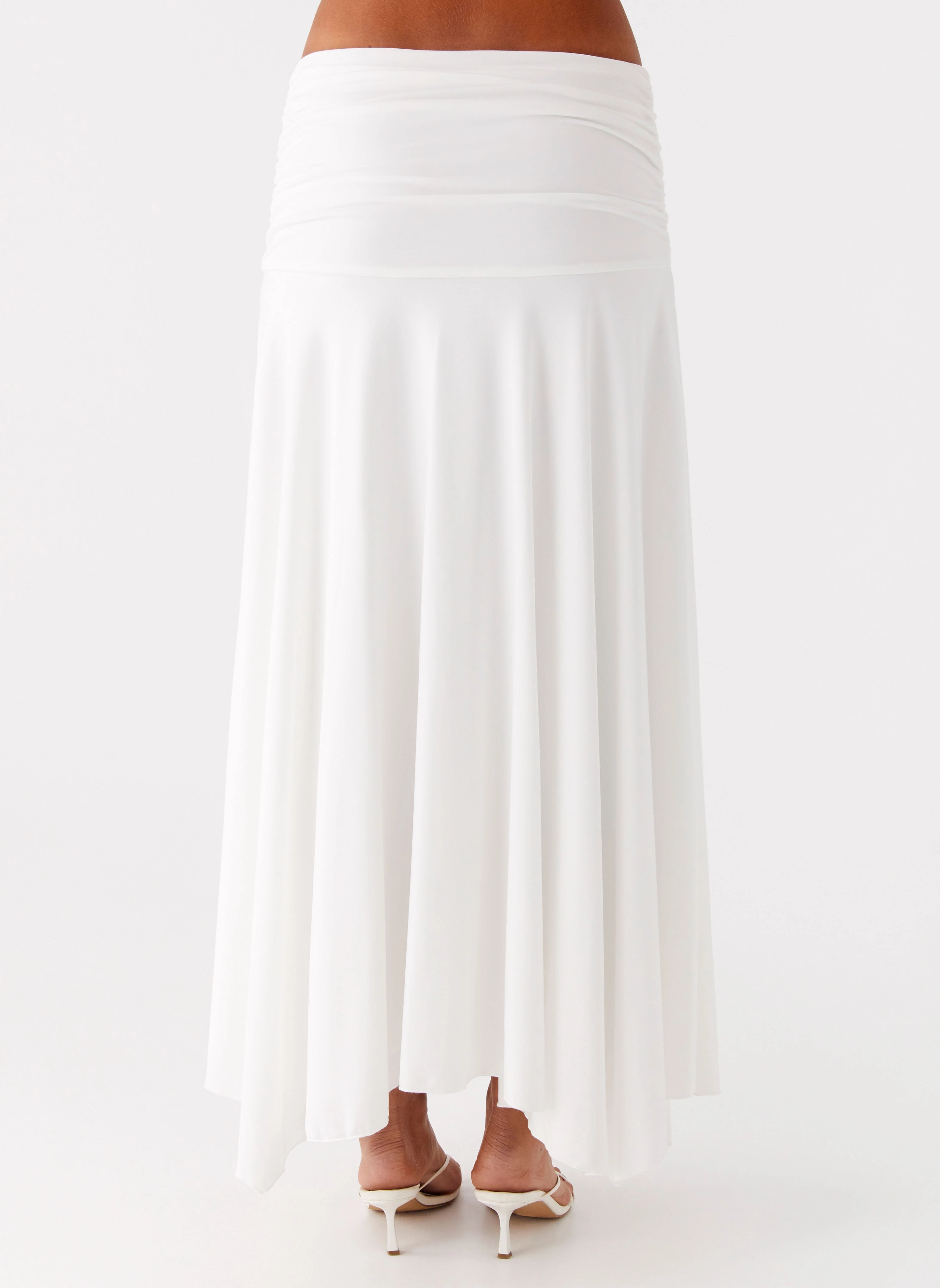 Abrasion resistant Liana Ruched Maxi Skirt - White