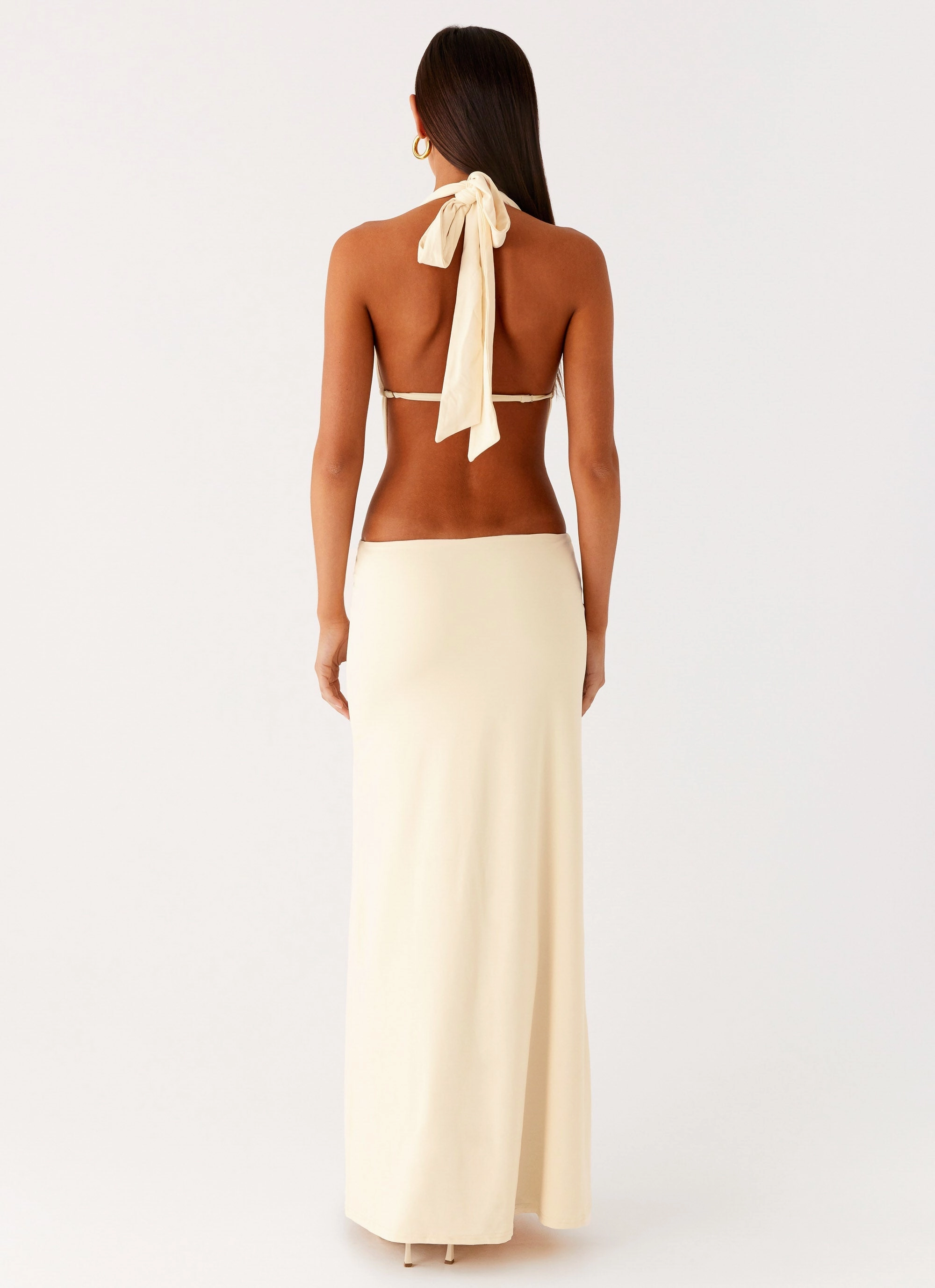 Gentle Texture Torina Halter Maxi Dress - Lemon