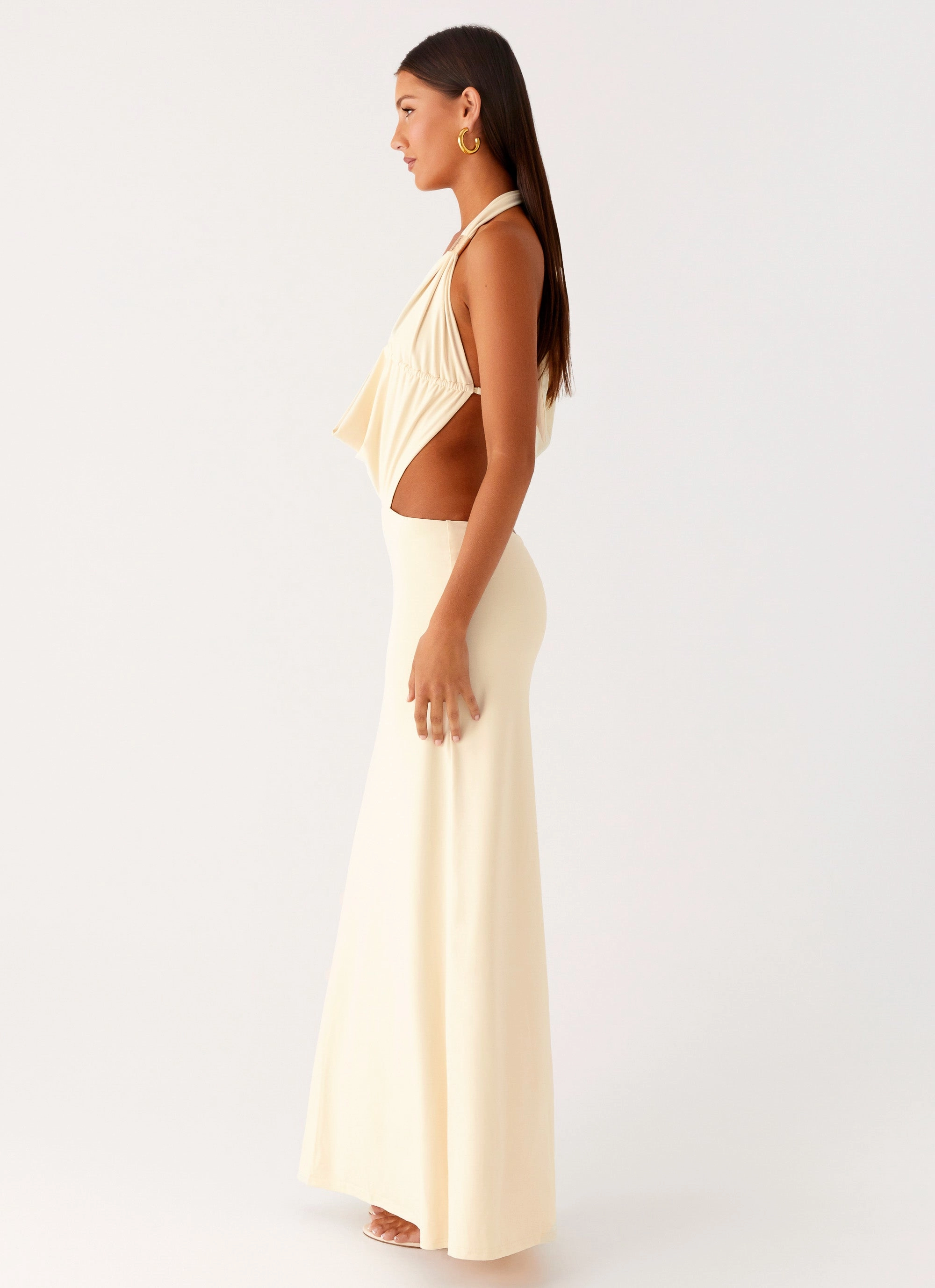 Smart Edge Torina Halter Maxi Dress - Lemon
