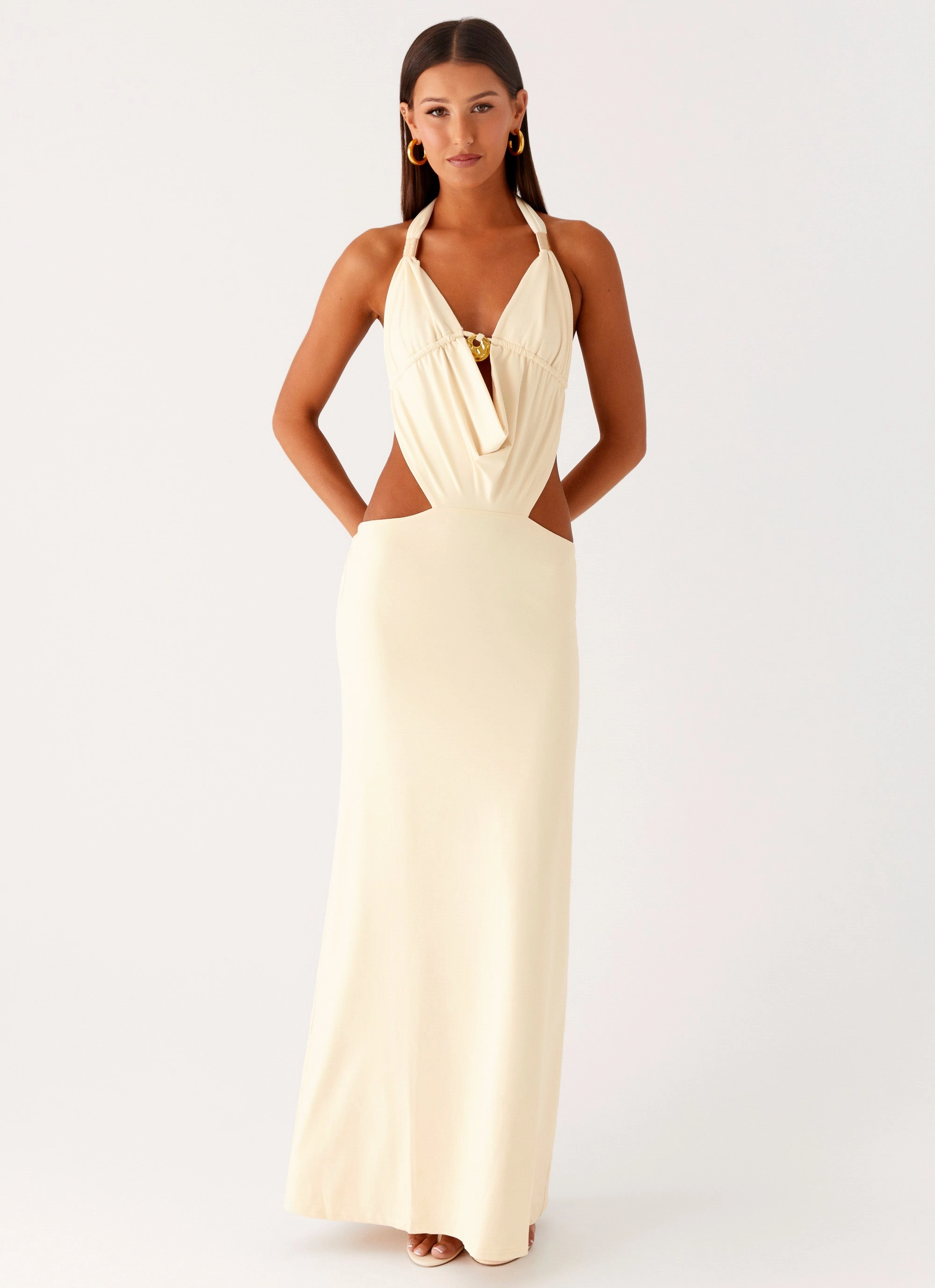 Grace Color Torina Halter Maxi Dress - Lemon