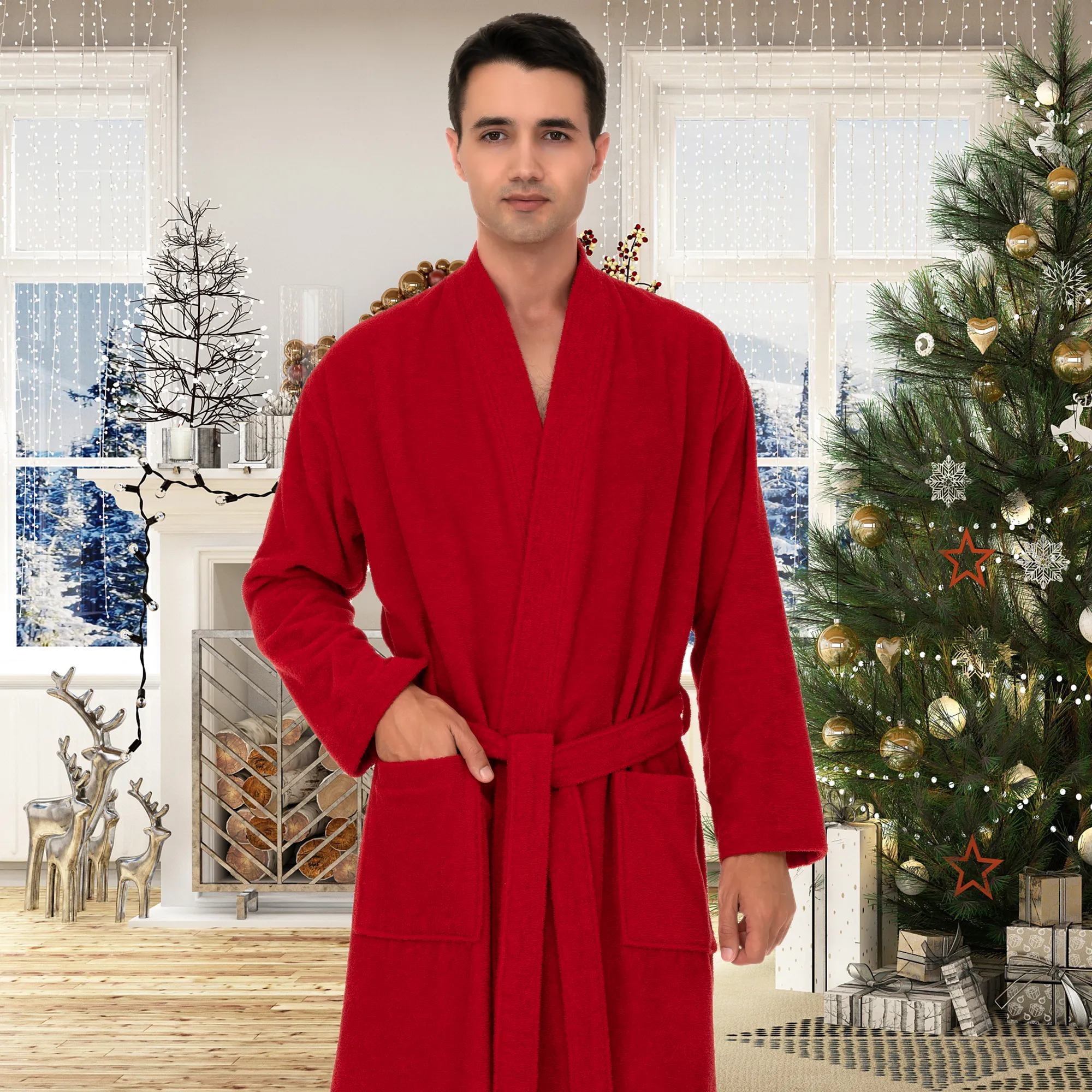 TowelSelections Mens Robe, Cotton Terry Cloth Bathrobe, Soft Bath Robe for Men