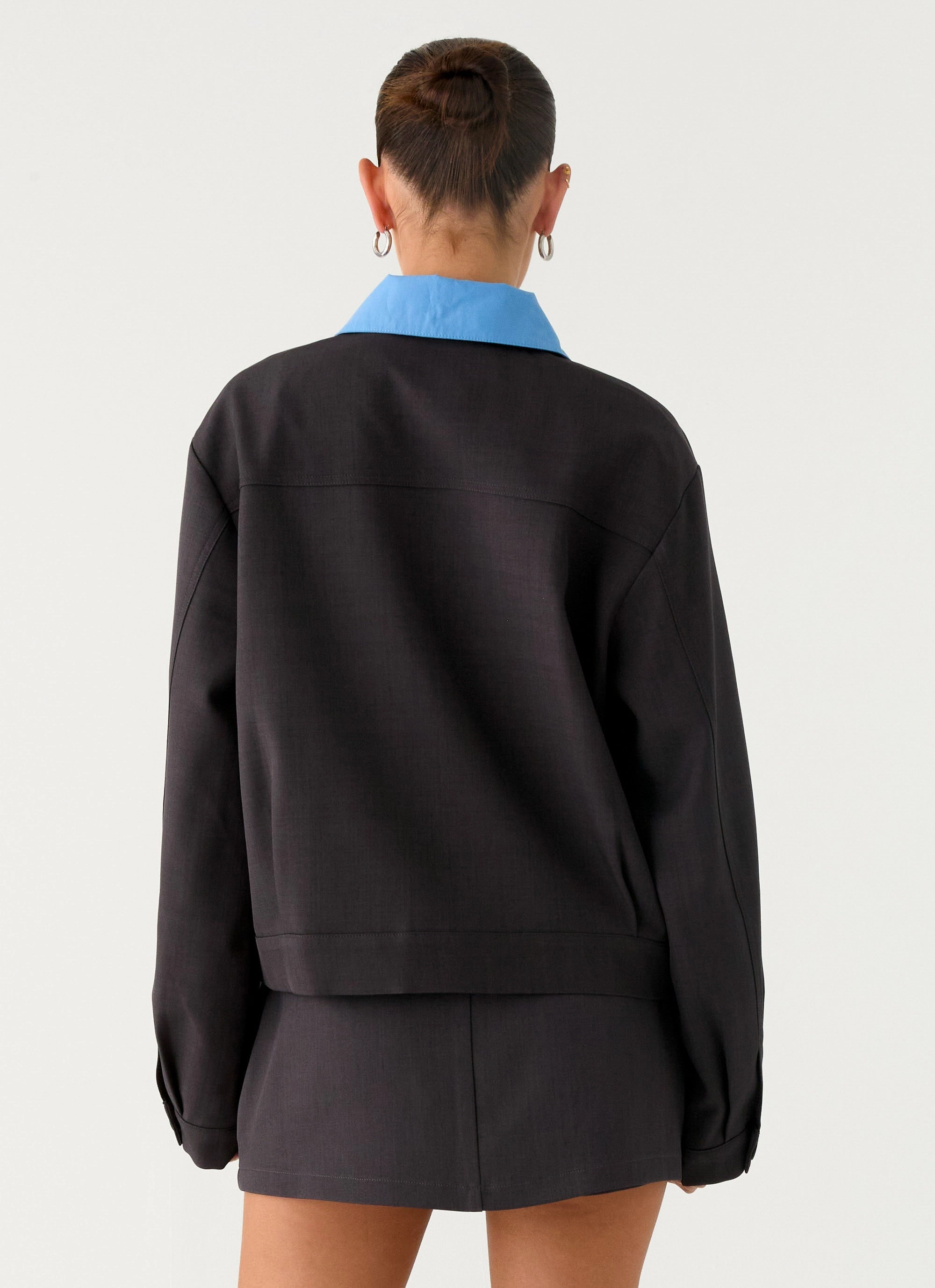 Thermal Insulation Layer Choice Harlee Poplin Suiting Jacket - Charcoal