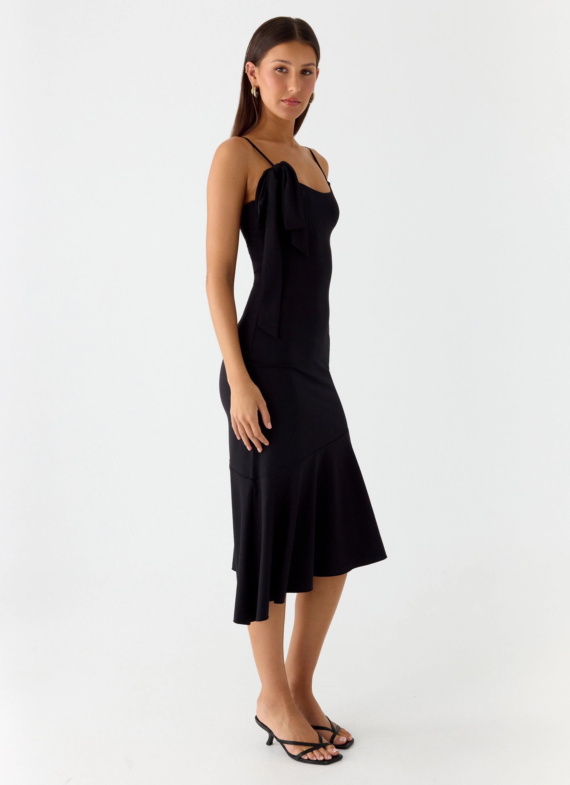 Airy Fit Tranquility Asymmetric Midi Dress - Black