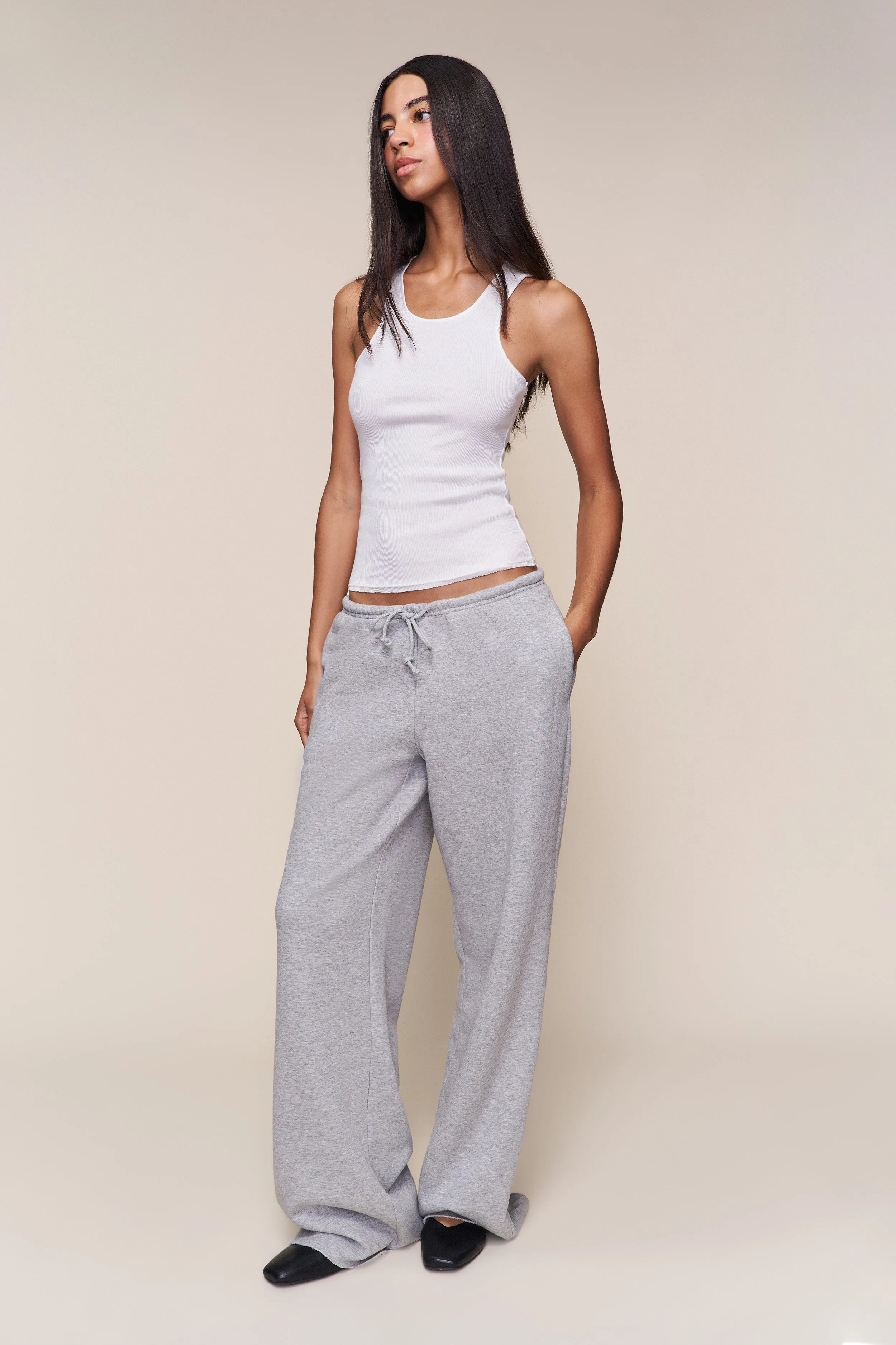 Structured Hemline Drawstring Fleece Pant