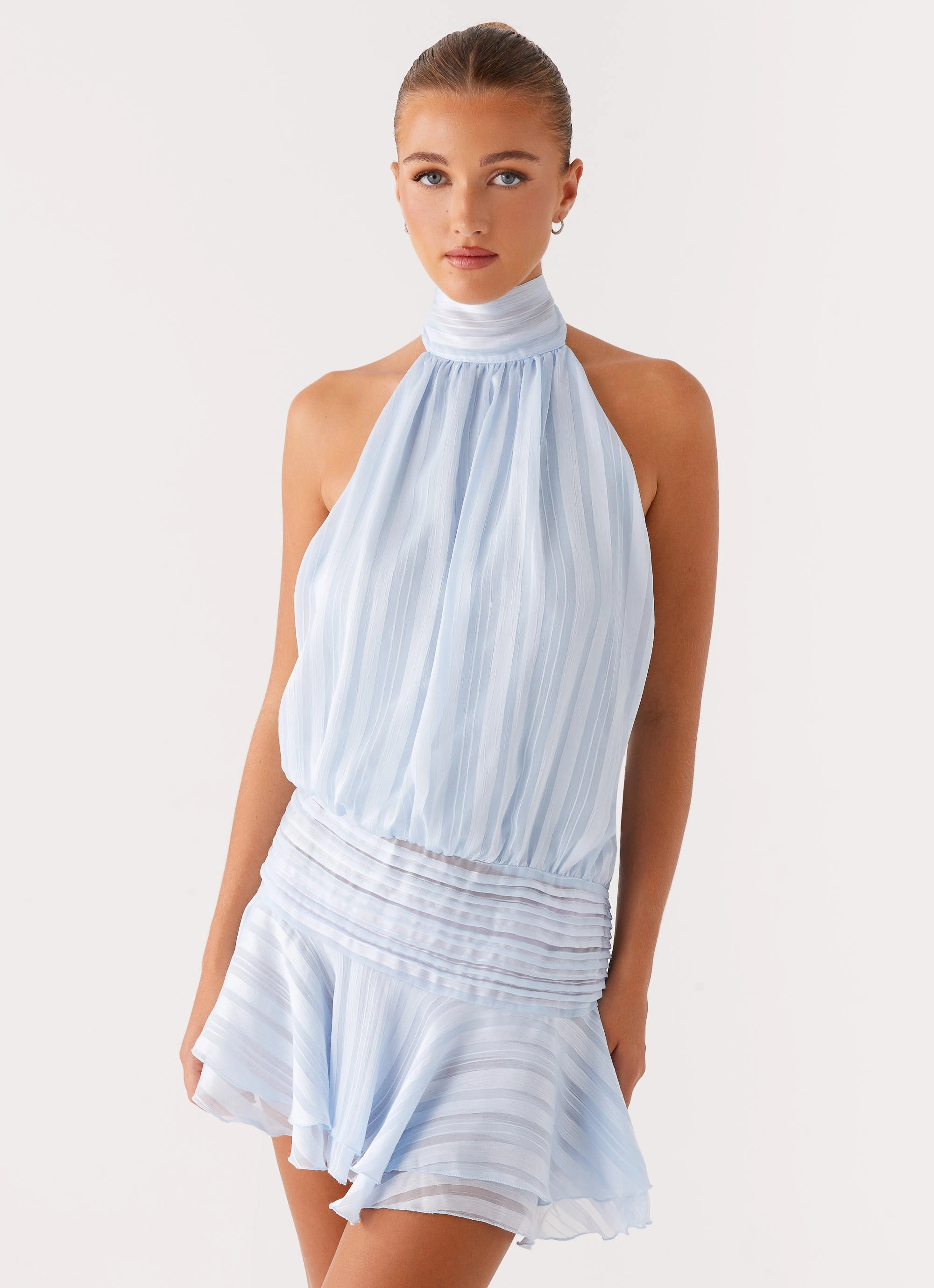 Willow Chiffon Mini Dress - Blue Fashion Style Airy Feel