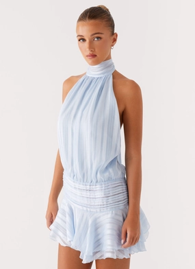 Soft Mood Willow Chiffon Mini Dress - Blue