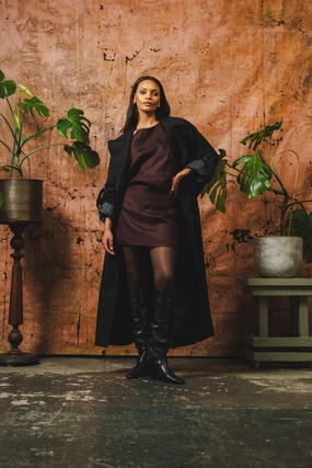 Clean Outer Water Based Coating Trench Coat - Black