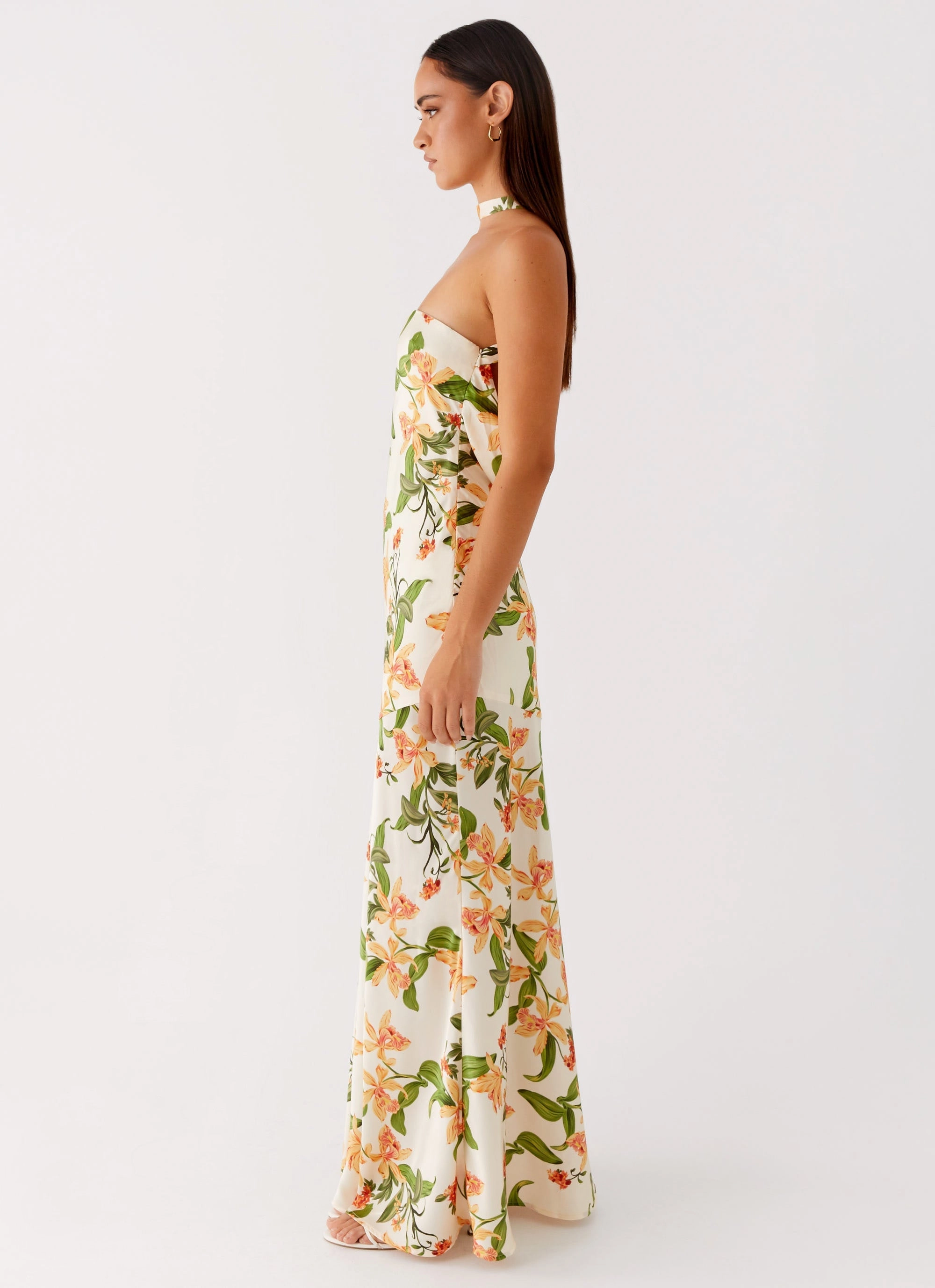 Soft Motion Kind Glow Damali Satin Maxi Dress - Floral Print