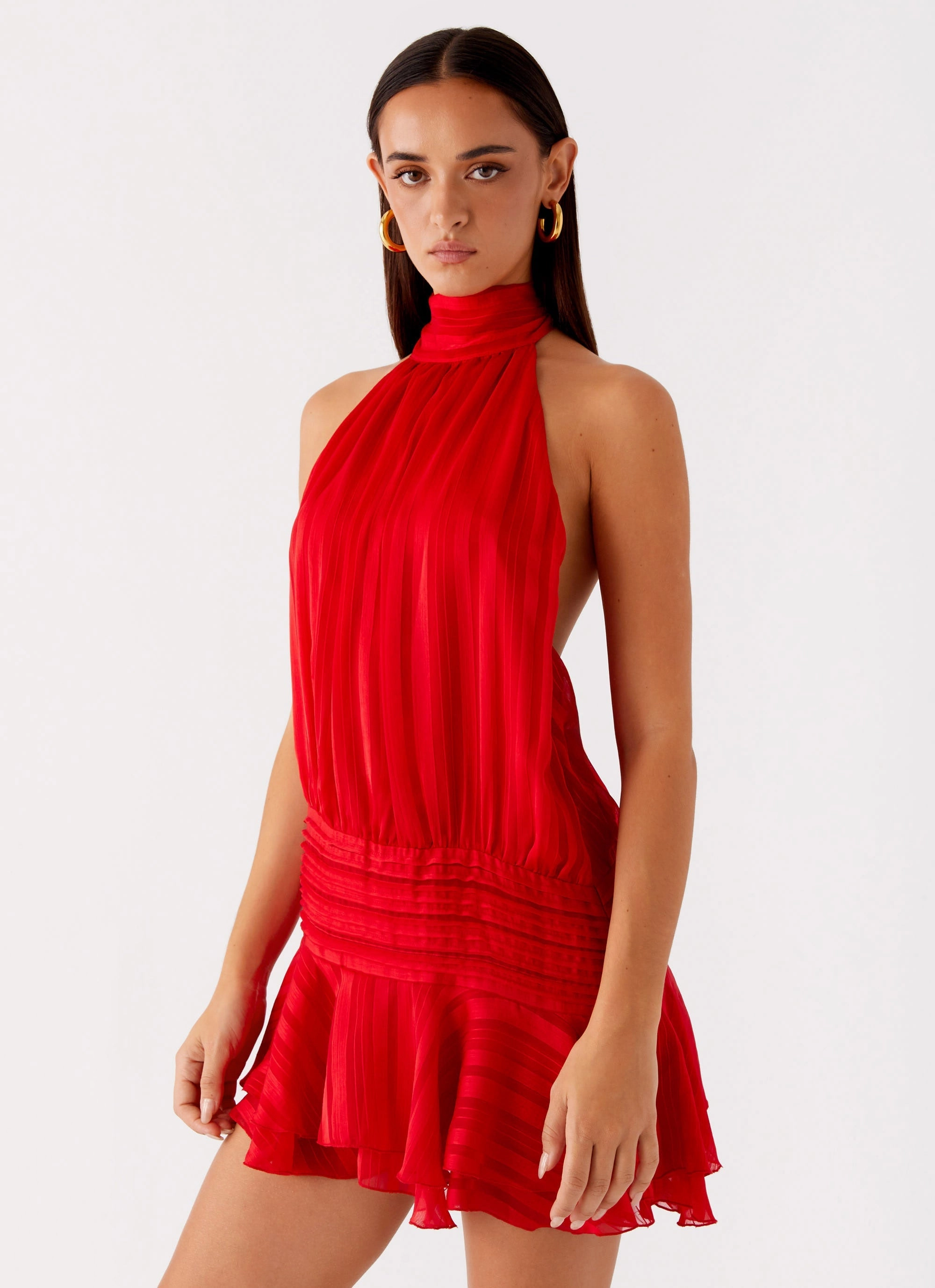 Young adult Willow Chiffon Mini Dress - Red