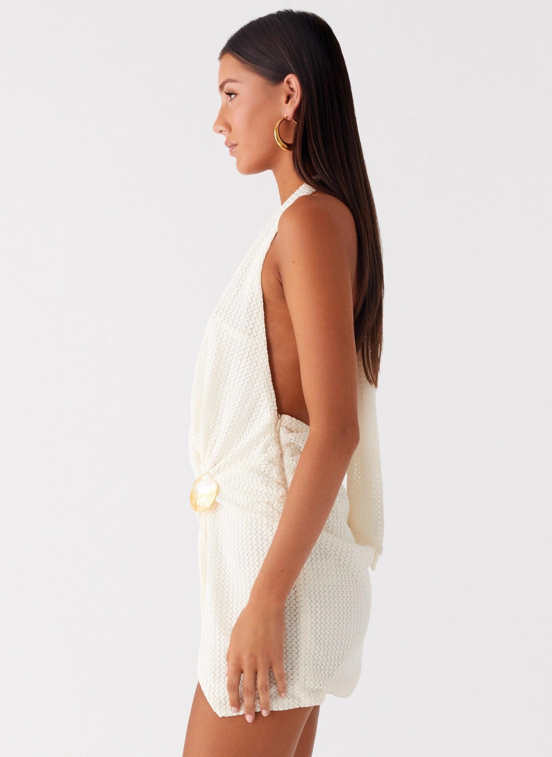 Nature Bloom OdorControlTreatment Eleanora Plunge Mini Dress - Ivory