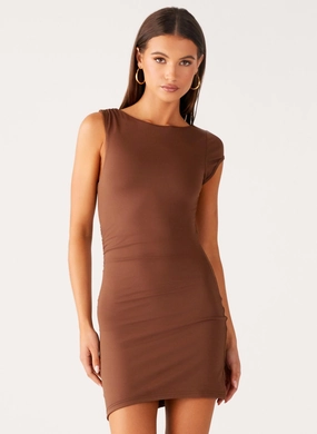Cool Undertone Sage Glow Ohio Mini Dress - Chocolate