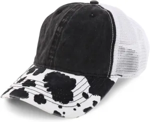 Trendy Apparel Shop Women's Animal Print Mesh Back Ponytail Baseball Cap