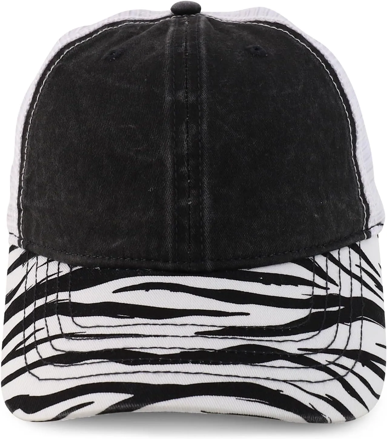 Trendy Apparel Shop Women's Animal Print Mesh Back Ponytail Baseball Cap