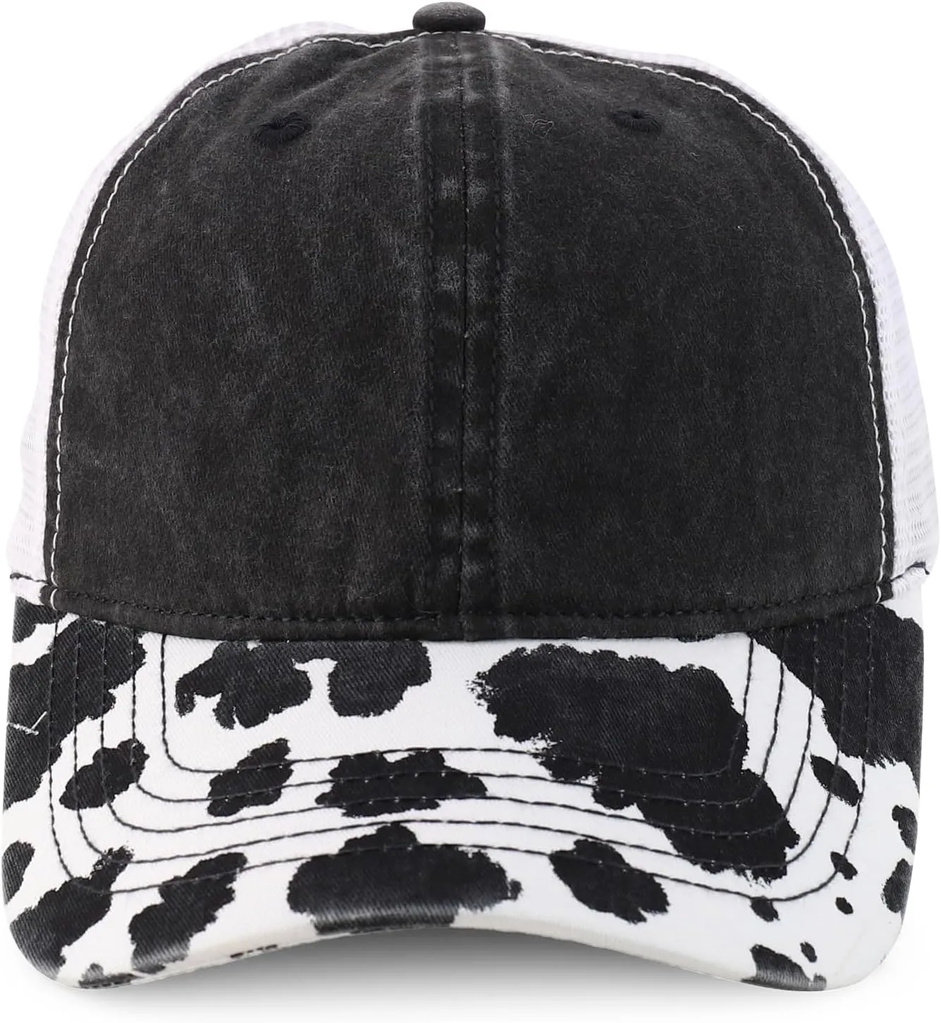 Trendy Apparel Shop Women's Animal Print Mesh Back Ponytail Baseball Cap